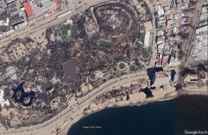 Google Earth revela imágenes satelitales del paso del huracán Otis en Acapulco